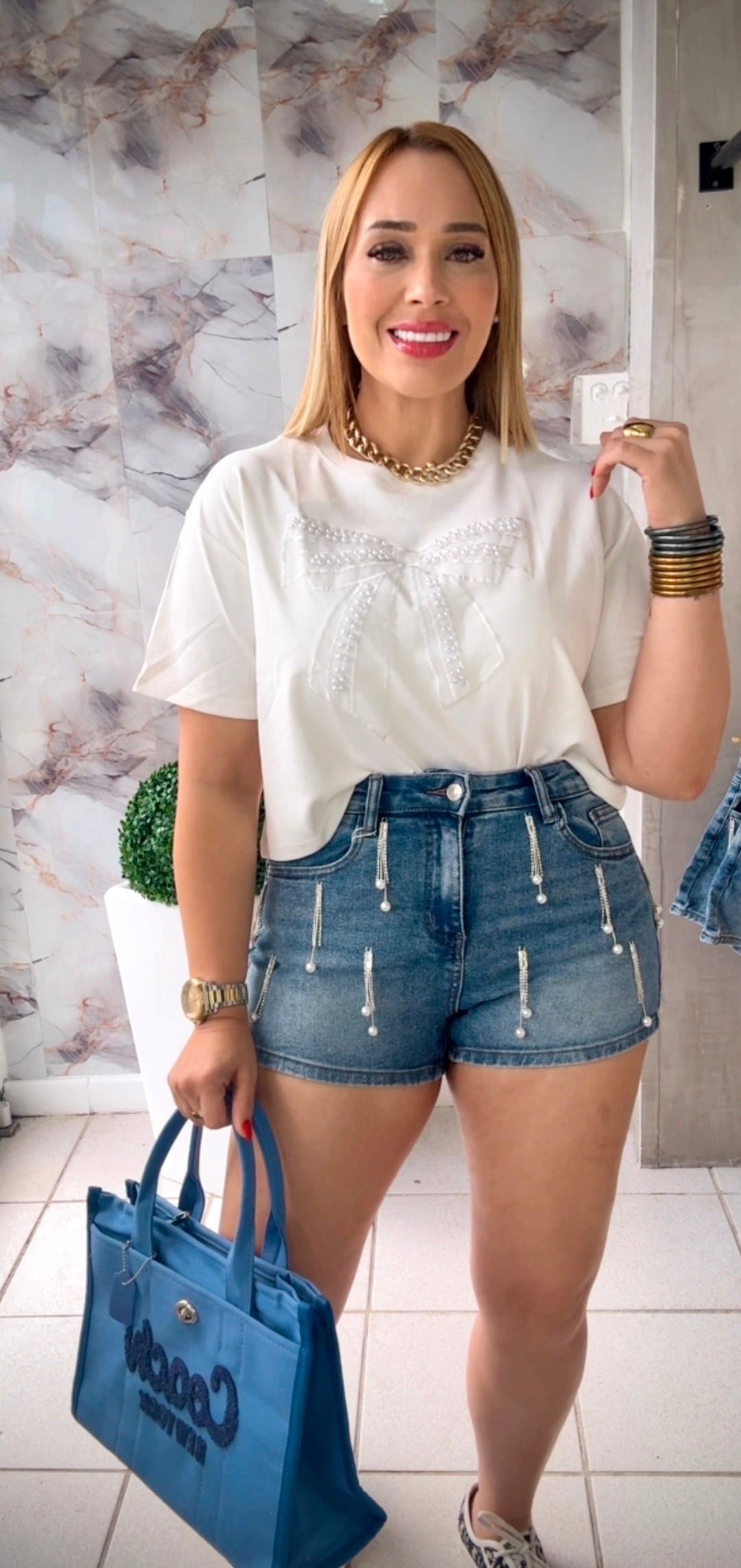 Pant corto de perlas