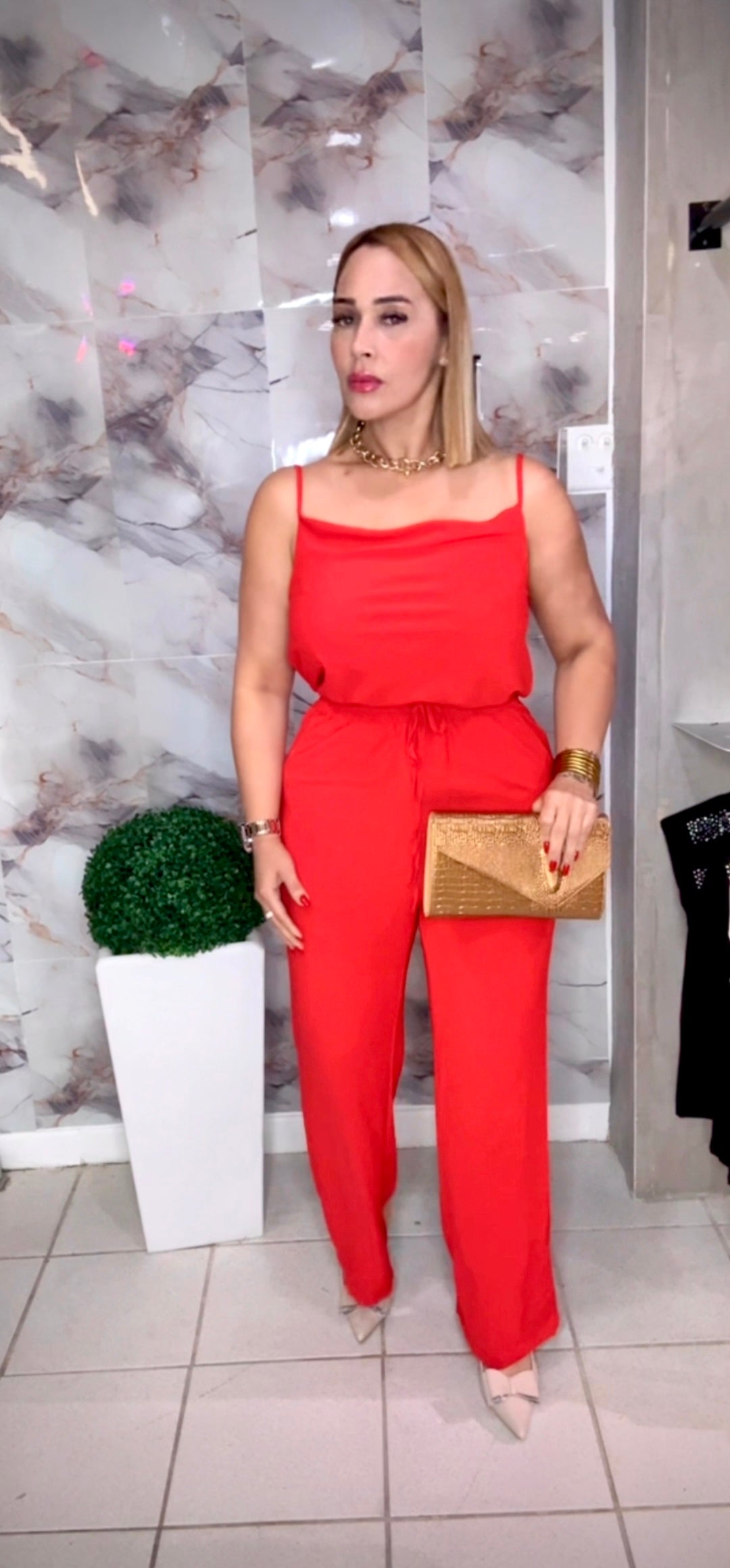 Red jumpsuit