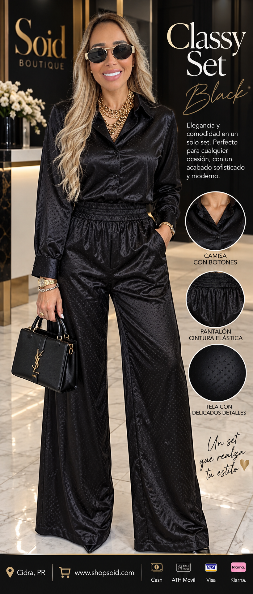 Classy Satin Black Set