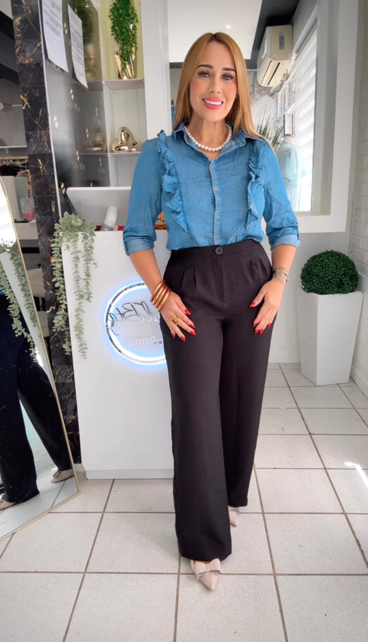 Pantalón palazo negro básico