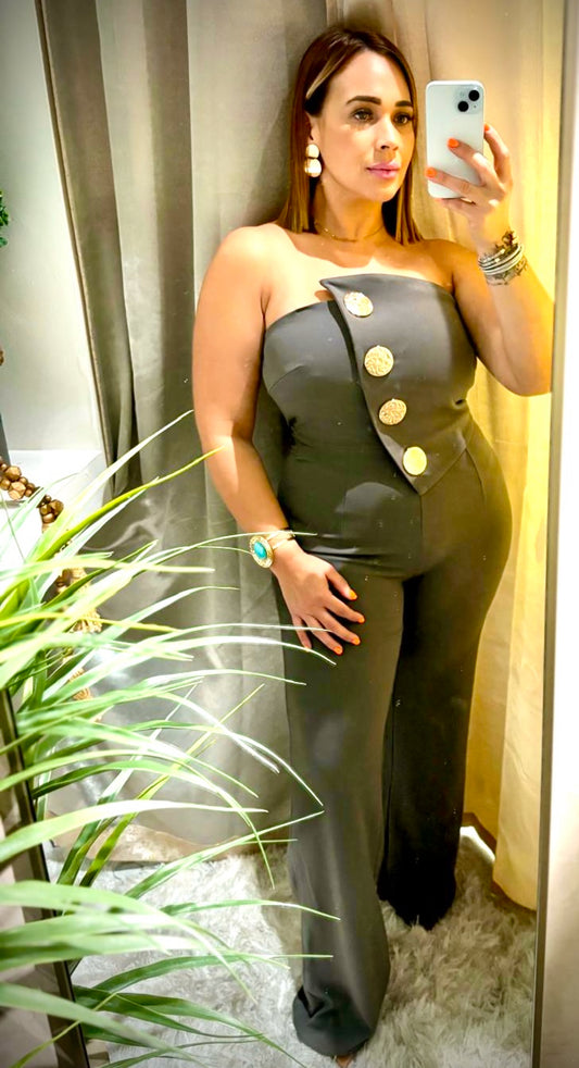 Jumpsuit con botón oro