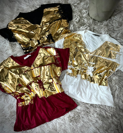 Blusas oro metálicas