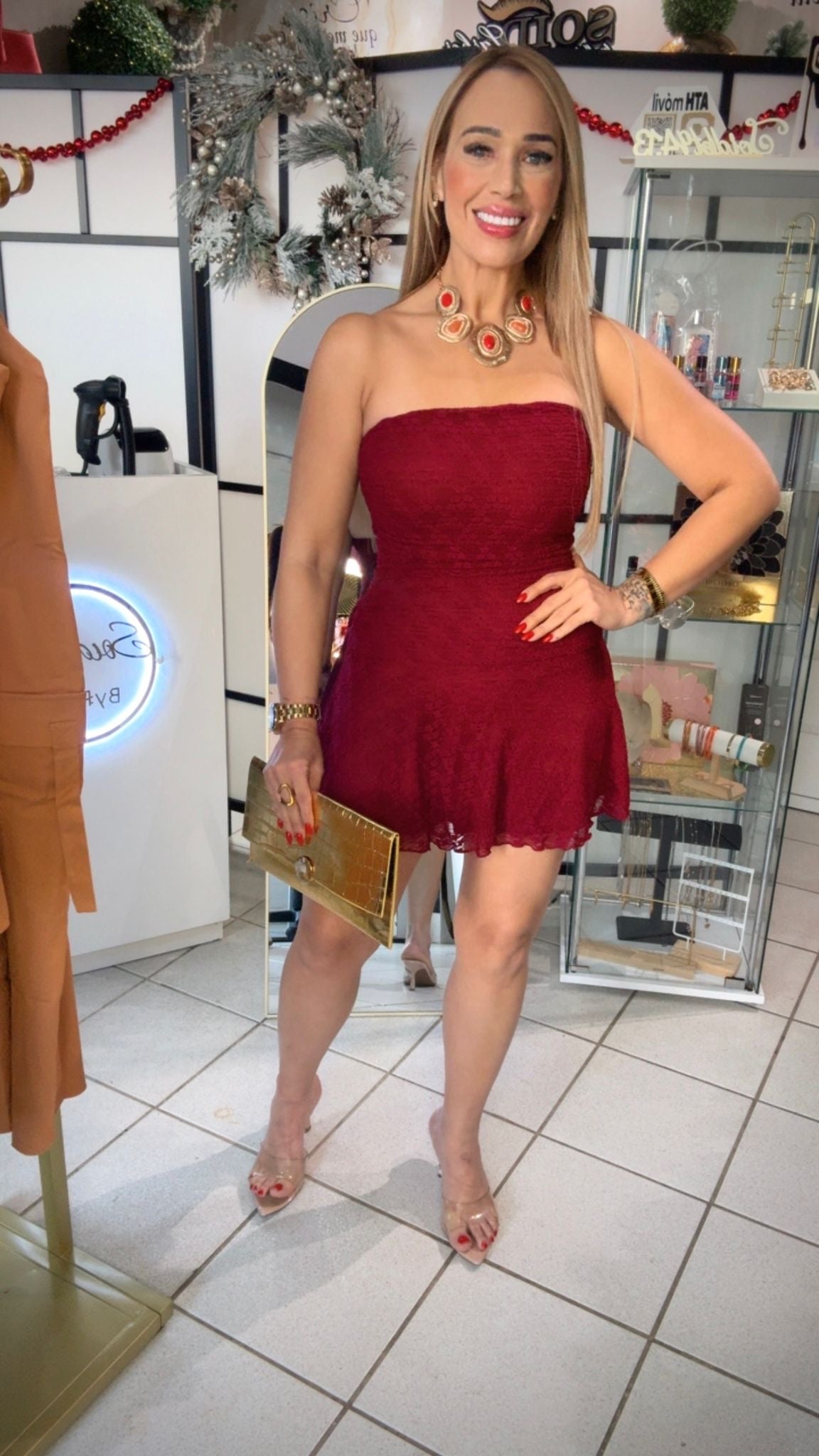 Burgendy mini Dress